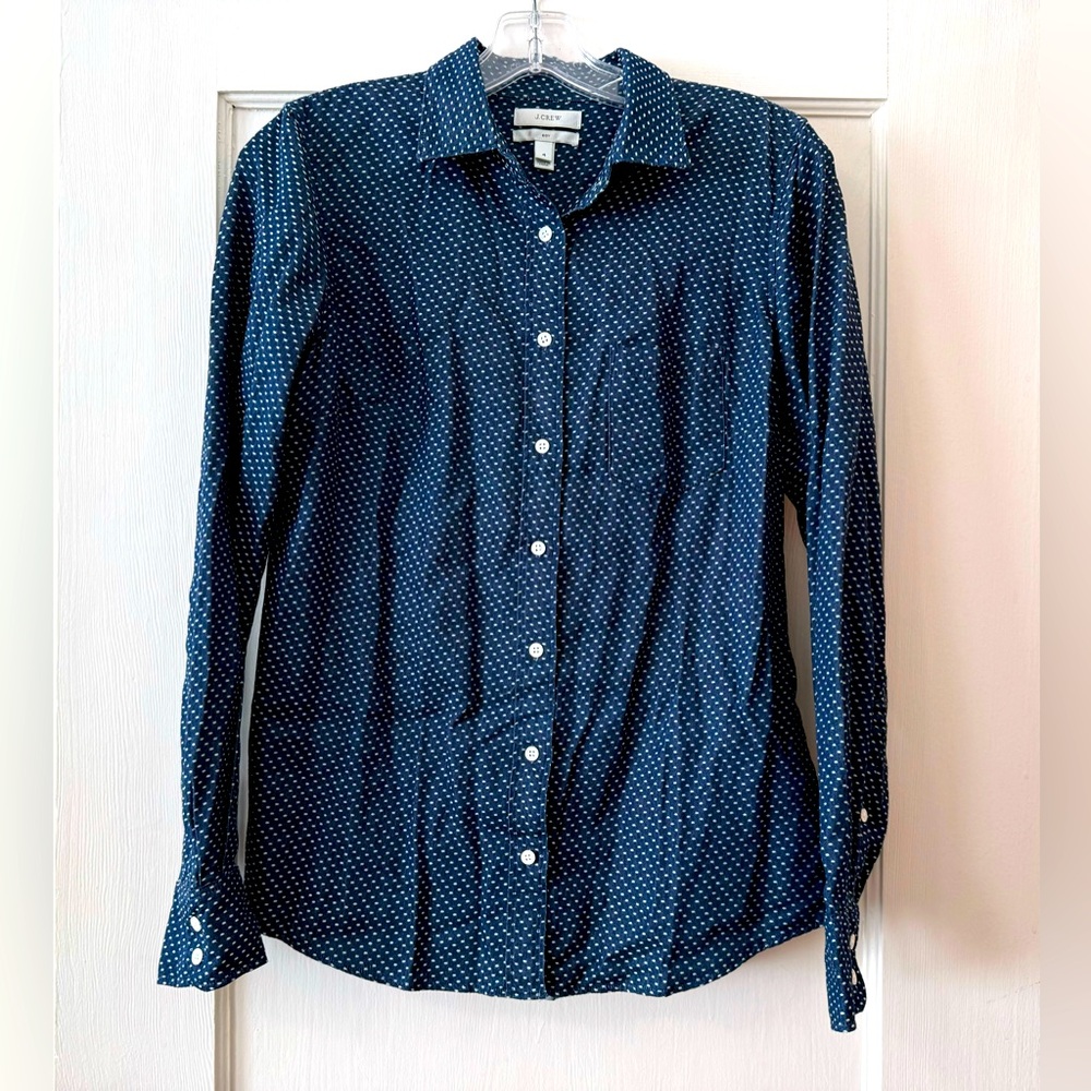 J. Crew | Blue Embroidered Polka Dot Boy Shirt 4